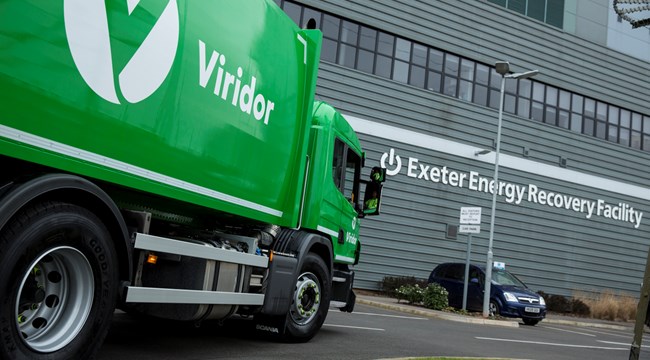 Viridor branded lorry outside Energy Recovery Facility