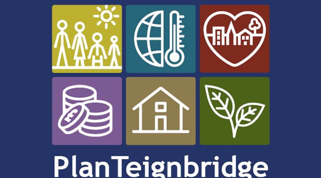 Local plan logo Local plan image with differenti cons and the wors Plan Teignbridge